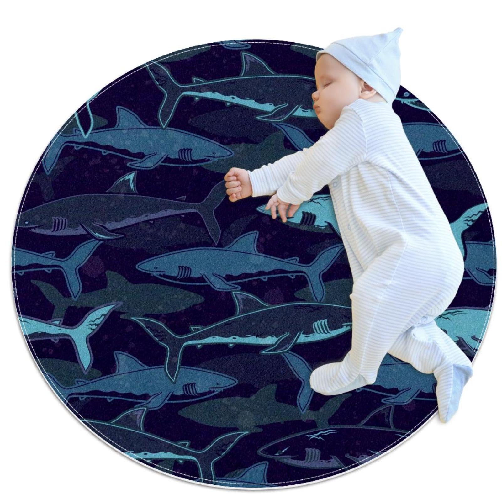 Tapis antidérapant pour canapé et chambre évitant les glissades avec motif requins 1m