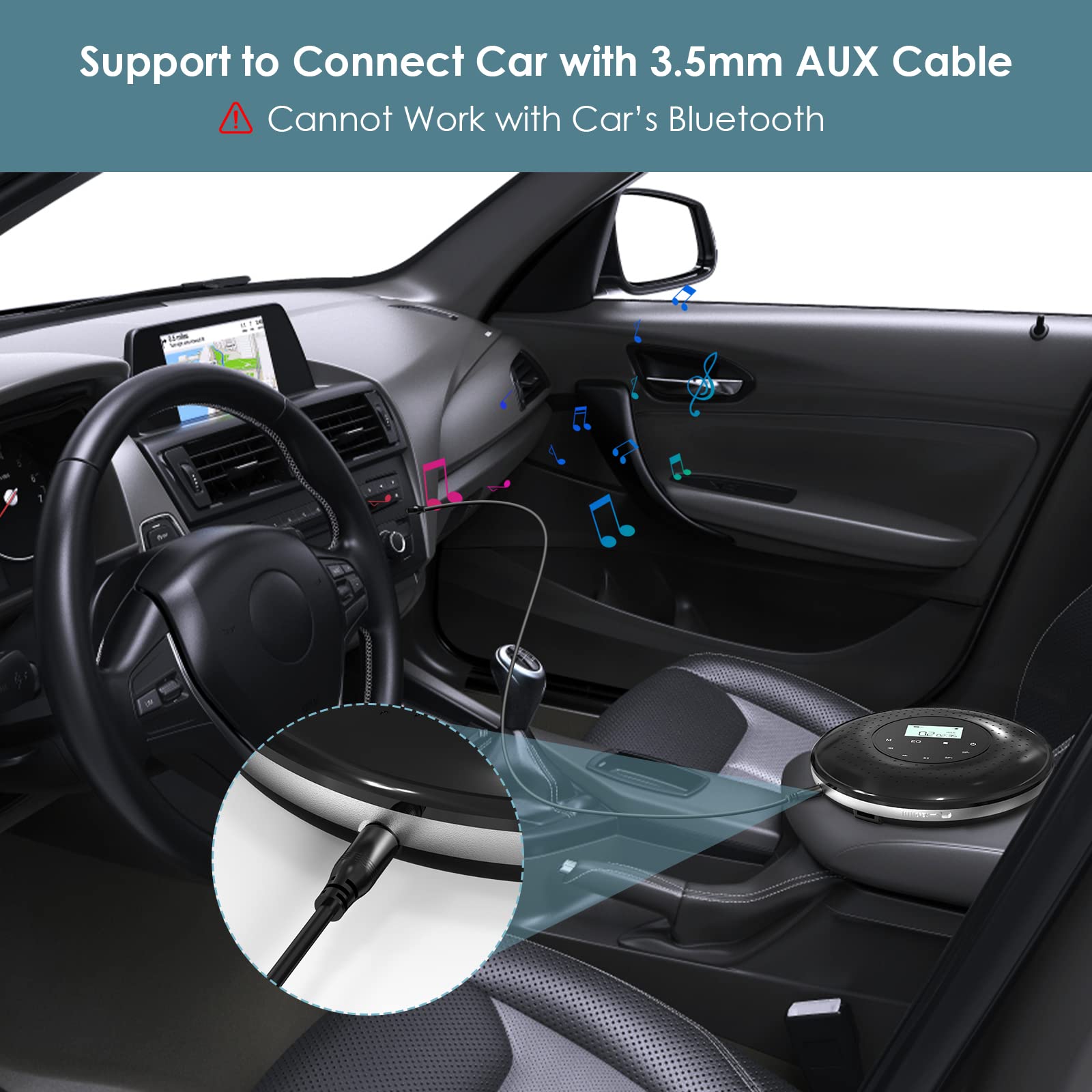 Qoosea Lettore CD Portatile con Pulsante di Tocco 1000mAh Ricaricabile per la Casa con Cuffie Giocatori CD Personali Walkman con Schermo LCD Porta USB AUX per i Bambini dell'automobile