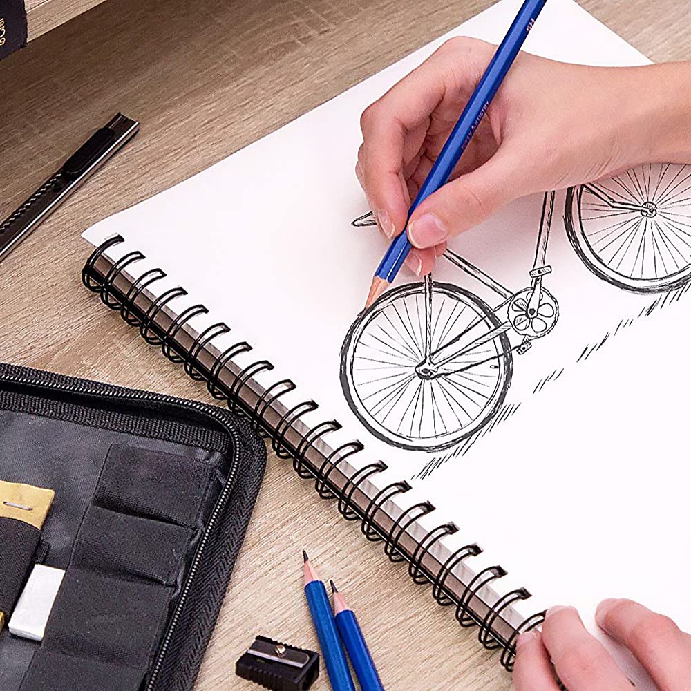 Kit de croquis complet de 72 pièces avec sac de transport, crayons de couleur, crayons graphite, fournitures artistiques pour débutants, artistes professionnels