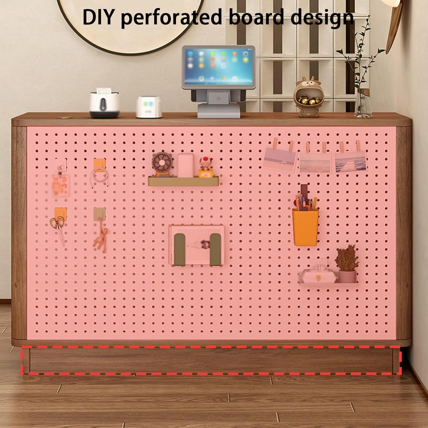 Reception Desk, Modern Front Desk Reception Room Table, Retail Checkout Counter, Reception Counter Desk with Lockable Drawers, for Checkout, Lobby, Shop(Brown+White,80cm/31.4in)