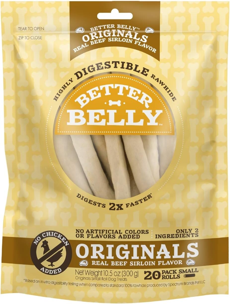 Originals, Real Beef Sirloin Flavor, Small Rolls, Dog Chews, 20Count (P-50050NC)