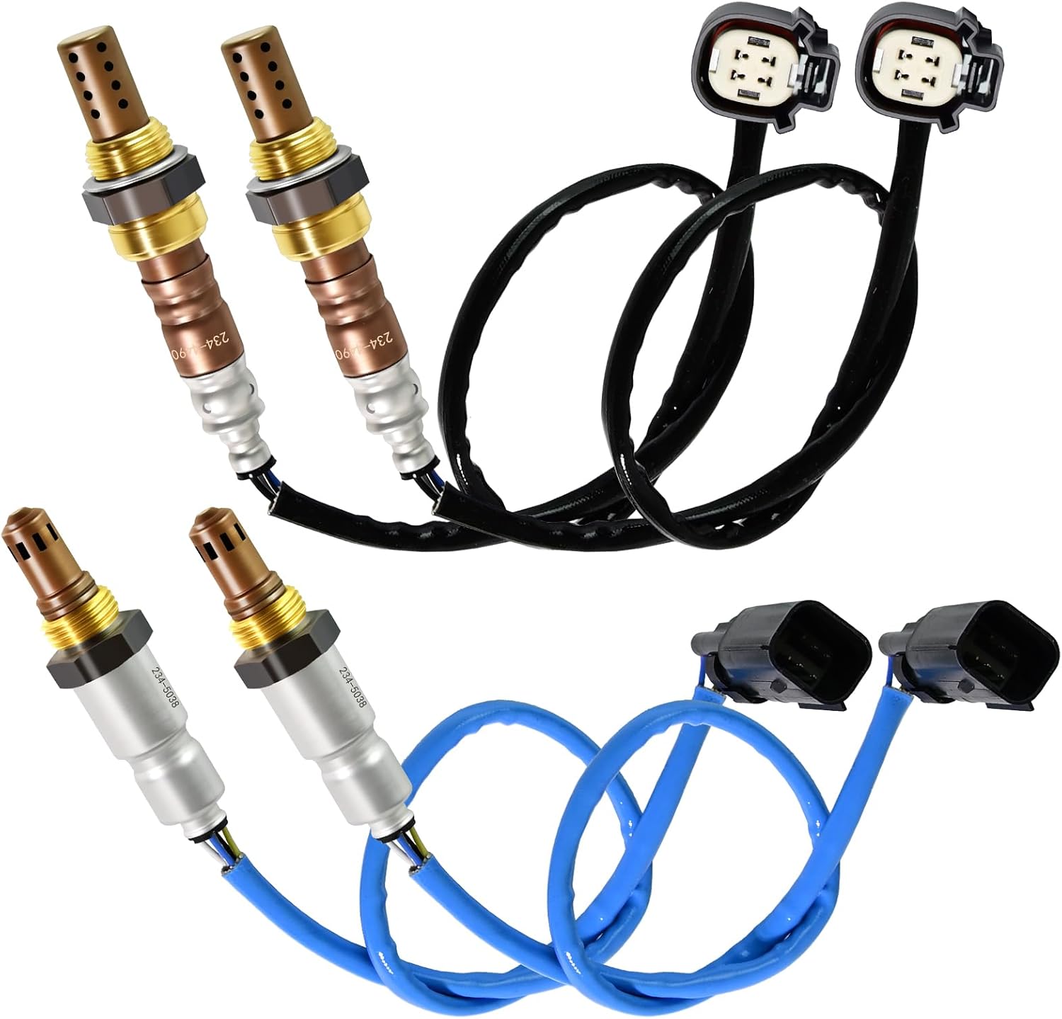 4Pcs Oxygen O2 Sensor 234-5038 234-4490, Automotive Replacement 02 Sensors Compatible with Ford/Explorer F150/Mustang/Edge/Escape/Flex/Fusion/Taurus MKZ MKX MKT MKS/Tribute 2010-2016