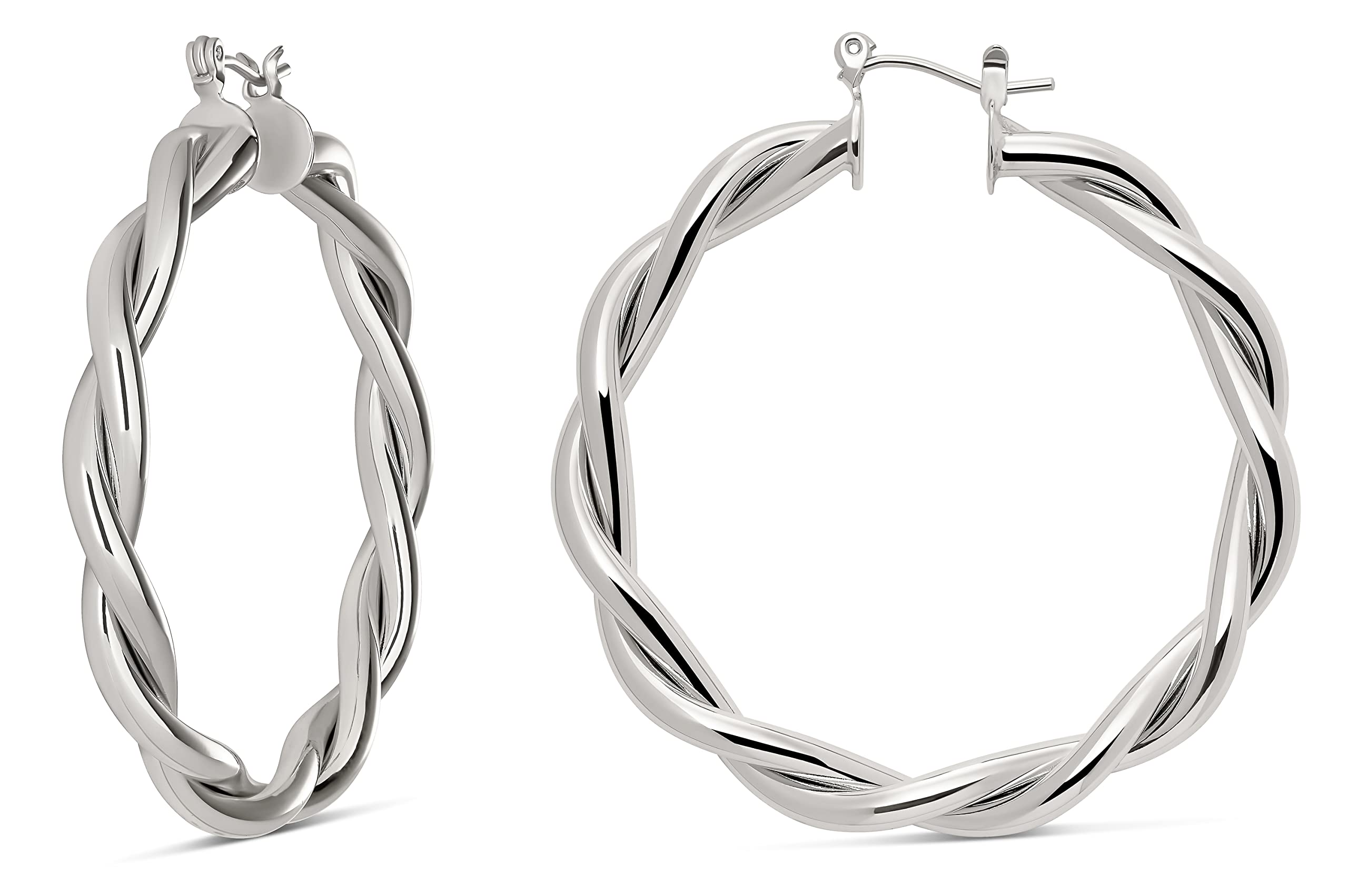 Milla Twisted Hoop Earrings for Women – Hypoallergenic Silver or Gold Statement Hoops – Lightweight & Easy to Wear