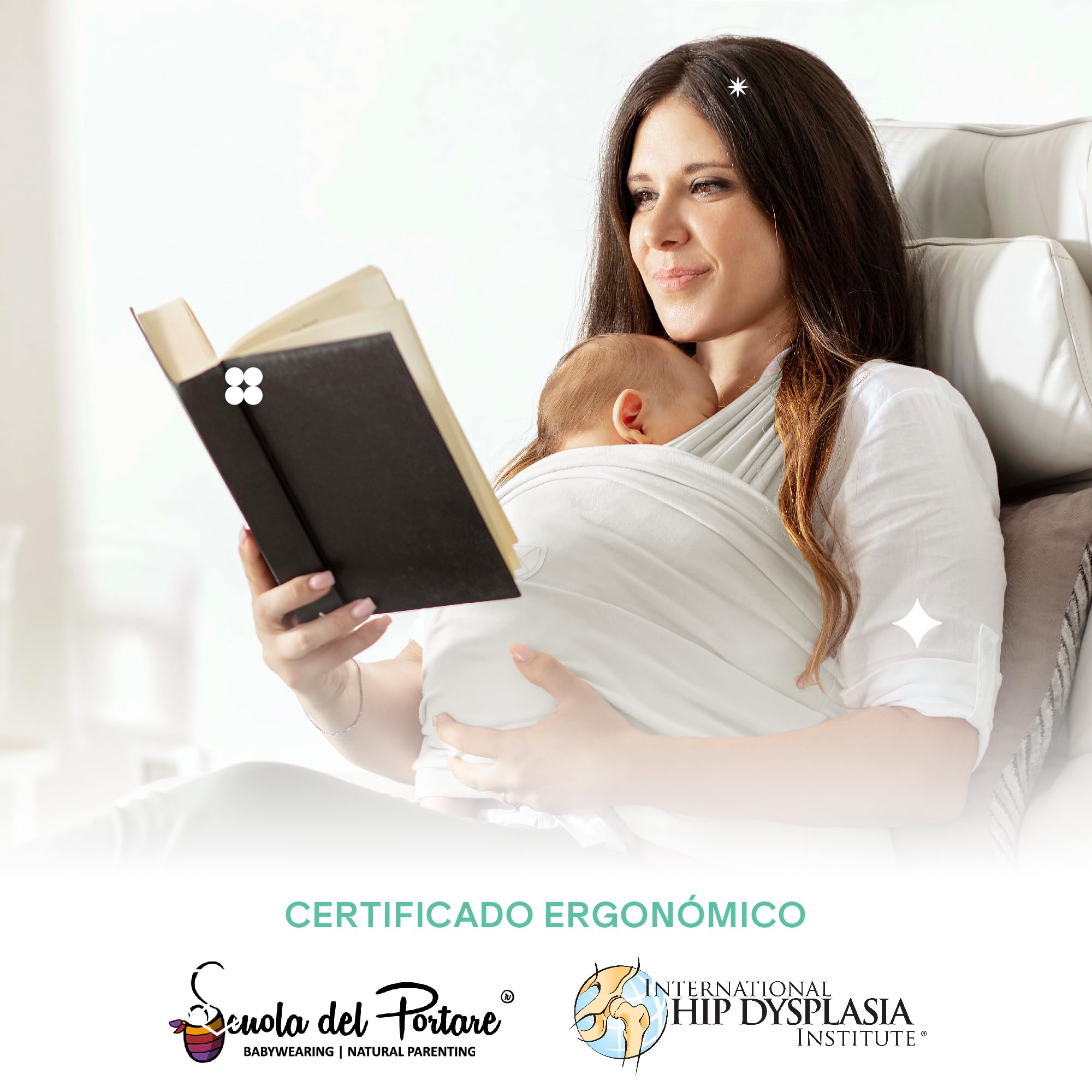 Koala Babycare Fular portabebes- Cuddle Band 2.0 – Portabebes recien nacido homologado hasta 15 kg 100% algodón - Ajustable y unisex - 4