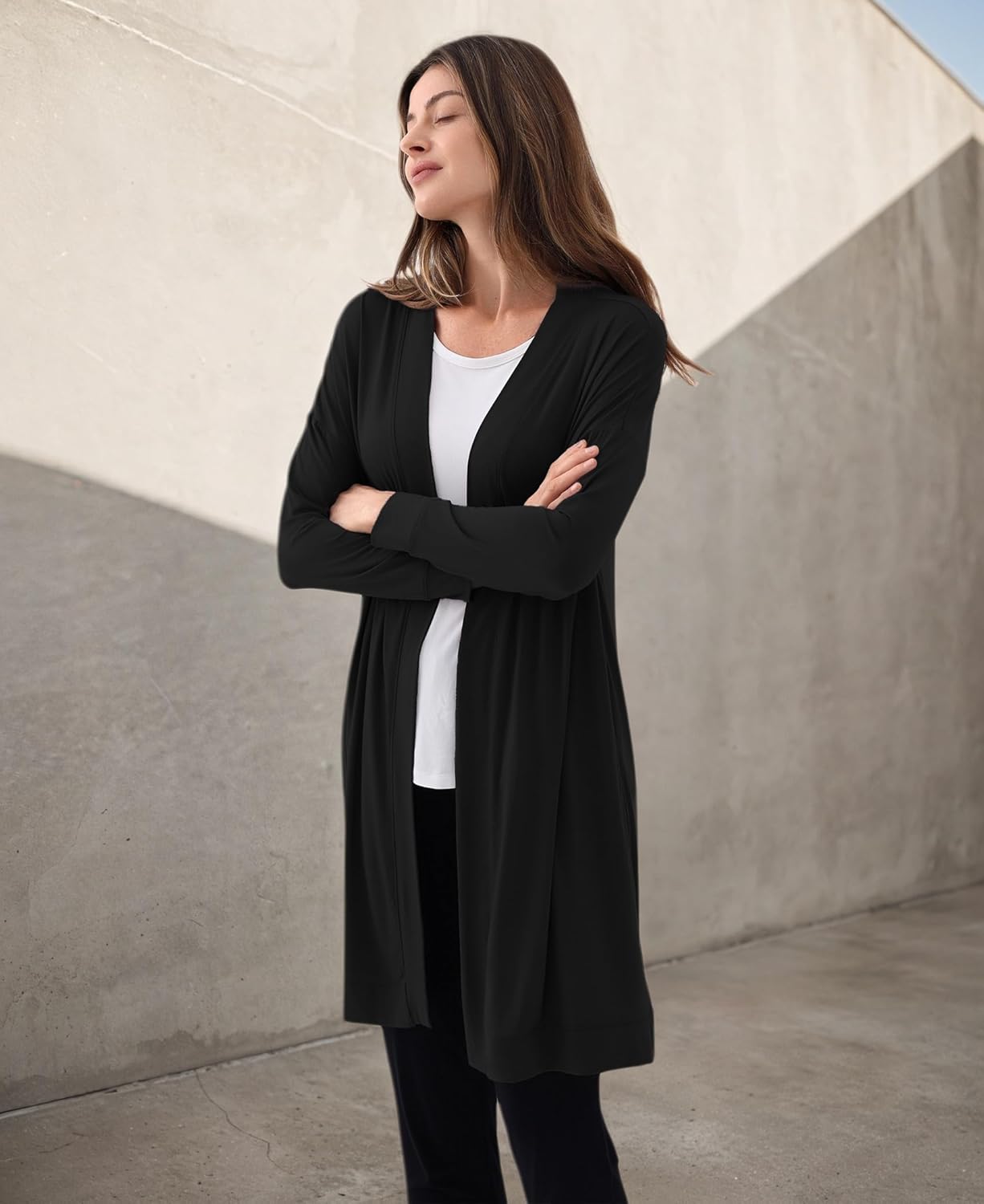 GYS Open Front Cardigan for Women, Bamboo Viscose Lightweight Womens Cardigan with Pocketes, Long Sleeve Casual Relaxed Coat - Image 6