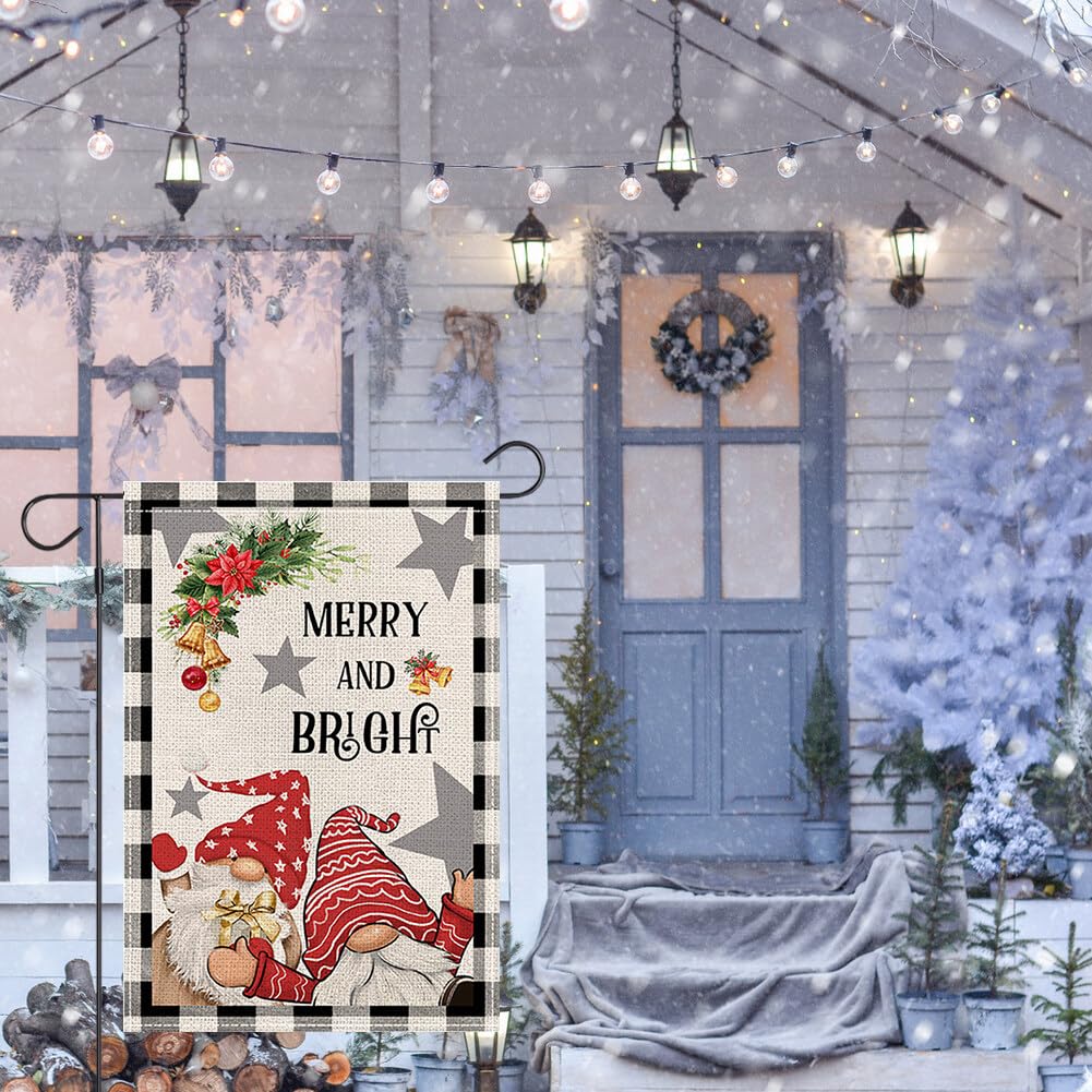 RABUSOFA Gartenflagge Merry Christmas - 30.5x45.7 Cm, Doppelseitig, Winterdesign Mit Schneeflocken & Kiefern