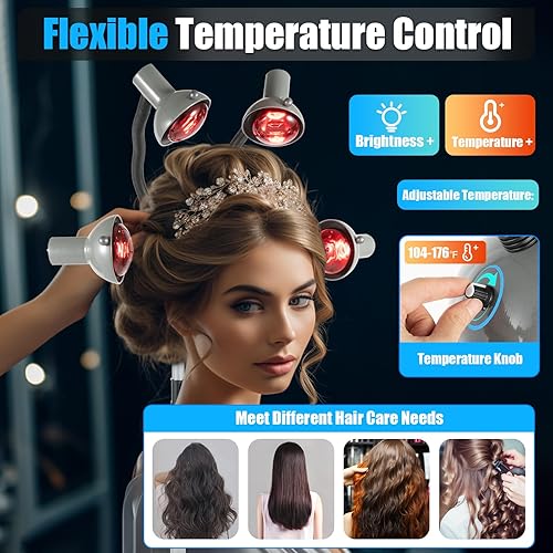 Miniatura 3 de Lámpara de terapia de calor infrarroja profesional de 5 cabezales con soporte de luz roja cercana a la lámpara de calor infrarrojo para terapia de
