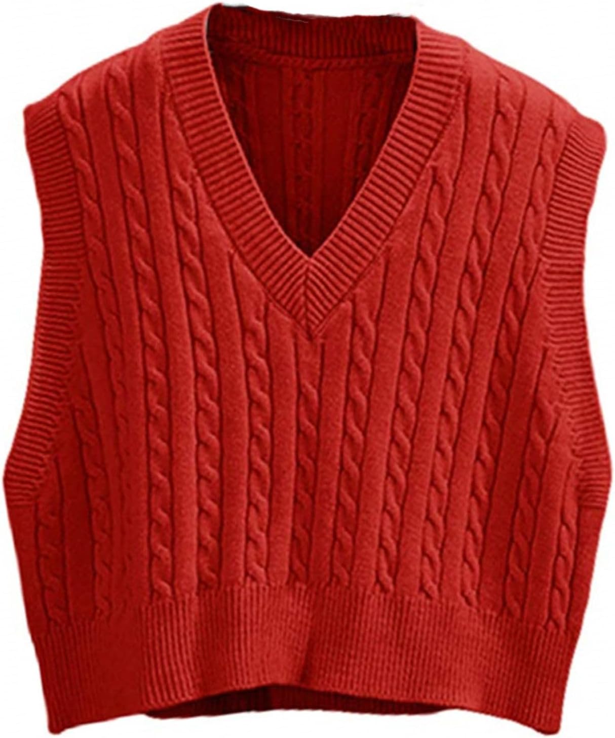 SMIMGOWomen's Sleeveless Jumpers Knitted Sweater Vest V Neck Y2k Casual Loose Oversized Vintage Pullove Cable Pullover Tank Top Autumn Winter