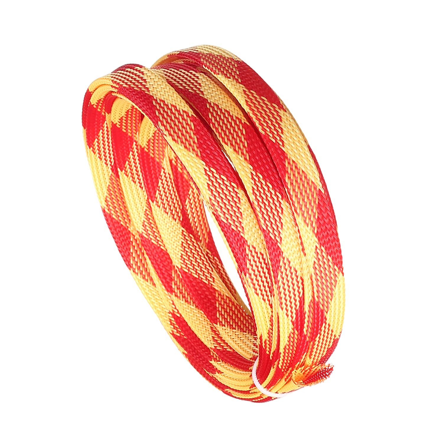 Othmro 編組スリーブ 幅12mm 長さ5m 赤と黄色 1個入り 編組チューブ Othmro 編組スリーブ 幅12mm 長さ5m 赤と黄色 1個入り 編組チューブ