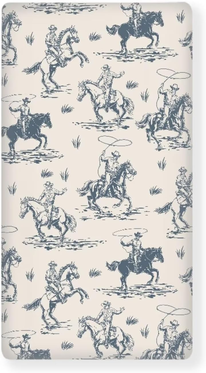 Cowboys Horse Western Fitted Crib Sheet Vintage West Desert Standard Crib Mattress Fitted Sheet American Wild Toddler Bed Mattress Sheets Crib Mattress Sheet 28"x52"