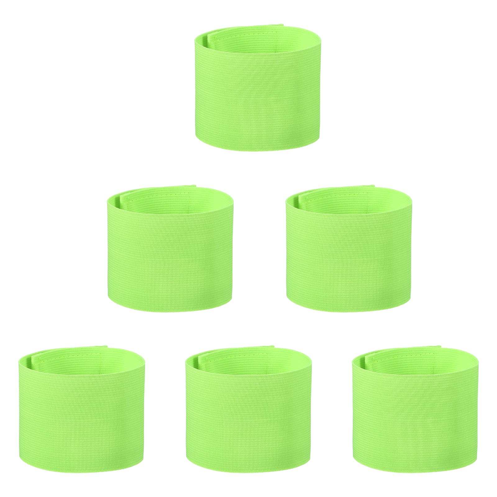 YELARXI Captain Armbands, Adjustable Leader Arm Bands for Soccer Elastic Team Sport Arm Band 6Pcs & Fluorescent Green-Fitting for Youth Adult Football/Volleyball/Rugby