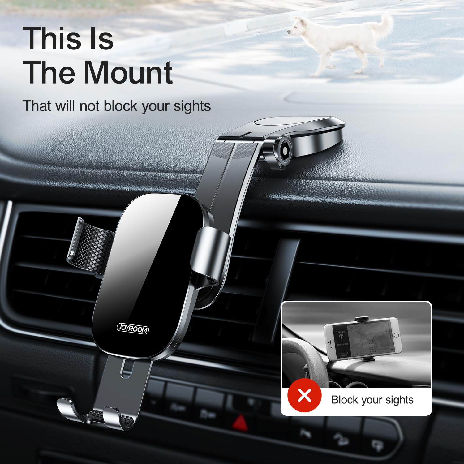 Joyroom JR-ZS198 Hafif Gölge Serisi Gravity Bracket Havacılık Araç Ven Telefon Tutucu (JR-ZS198 Torpido)