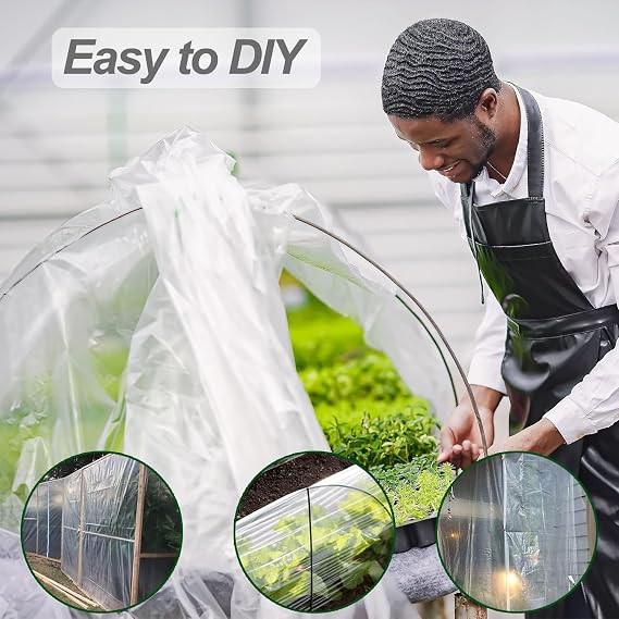 Extra Thick Polythene Plastic Sheeting, 2M x 3M Plastic Dust Waterproof Sheets, Toughness Clear Garden Grow Polytunnel Cover Sheets for Farming, Gardening, Agriculture, Painting Work
