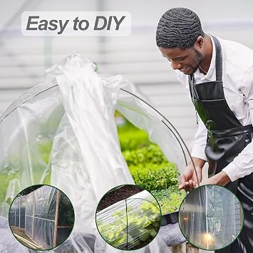 Extra Thick Polythene Plastic Sheeting, 2M x 3M Plastic Dust Waterproof Sheets, Toughness Clear Garden Grow Polytunnel Cover Sheets for Farming, Gardening, Agriculture, Painting Work
