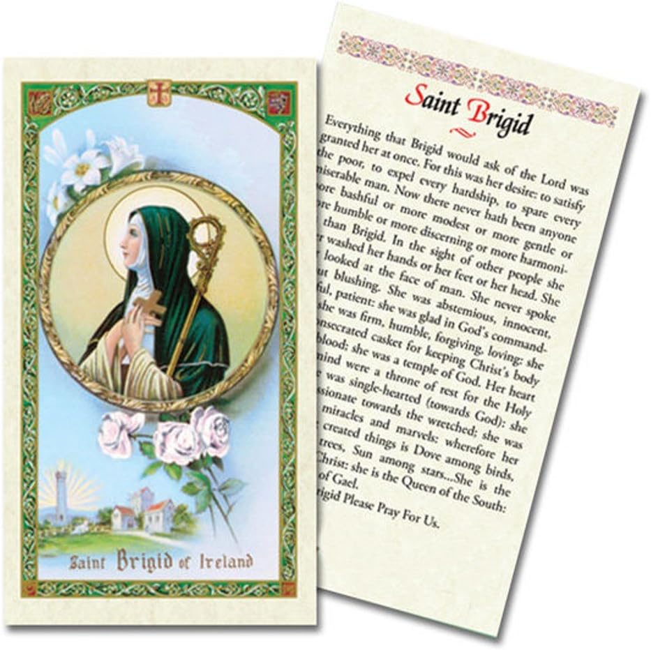 The Irish Chaplet of Saint Patrick and Saint Brigid Green Opaque Glass Beads and Silver Plated Findings Includes a Blessed Prayer Card and a Pocket Stone with a Laser Engraved Triquetra