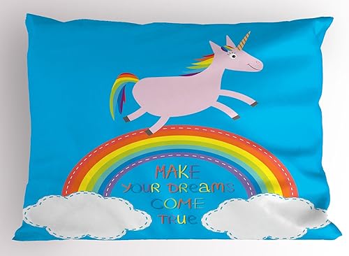 Miniatura 57 de Lunarable Funda de almohada de dibujos animados, corona blanca sobre fondo rosa, tiara gráfica de dibujos animados, estampado de letras de palabras