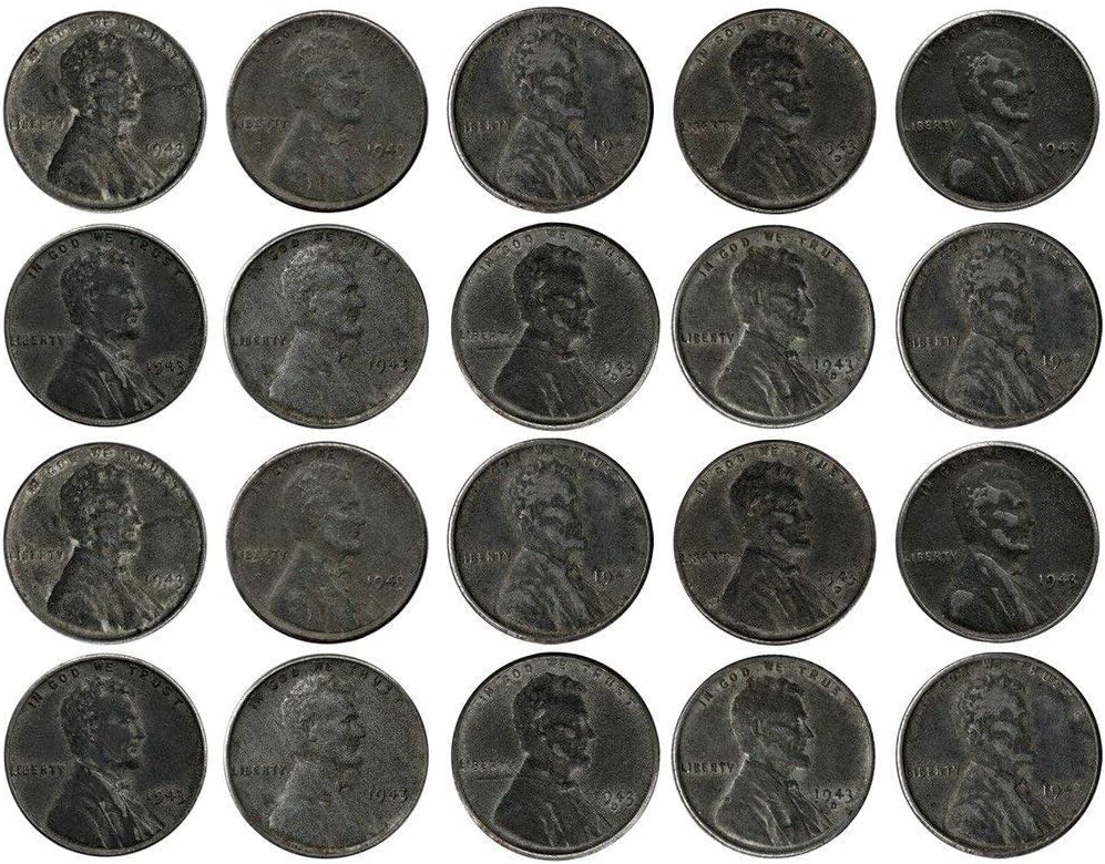 Rare WWII World War Steel Penny Old Coin Collection (20-Coin Lot) Collectible Condition Good