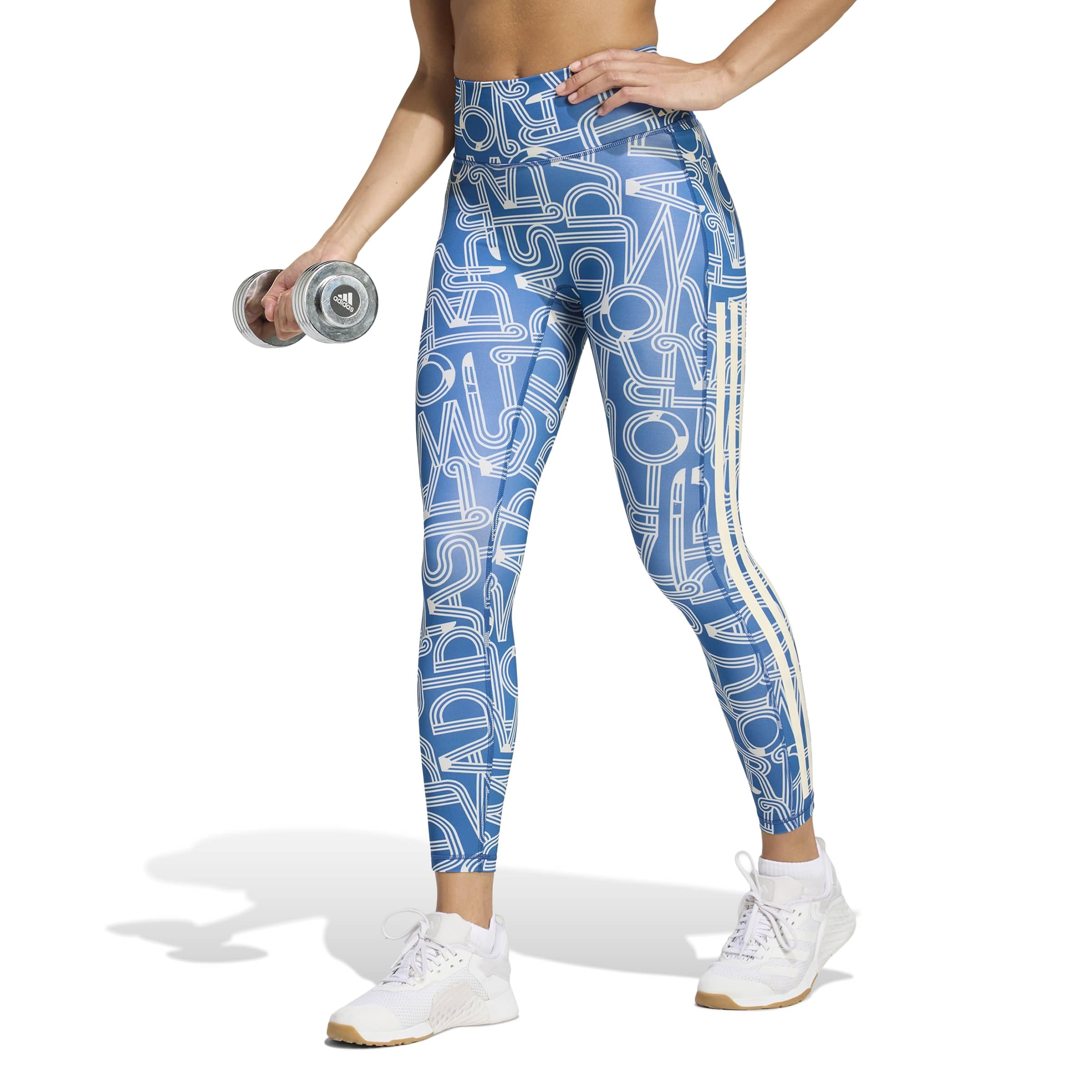 adidas Women's x RIO FARM RIO OPTIME LEGGINGS, dark marine/white/talc, XS