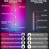 Buyya 165,5 cm LED álló lámpa RGB távirányítóval, app vezérléssel, színváltó, dimmelhető, zeneszinkron 6