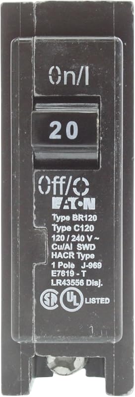 Eaton Cutler-Hammer BR120 Interchangeable Circuit Breaker, 20A, (10-Pack),Black
