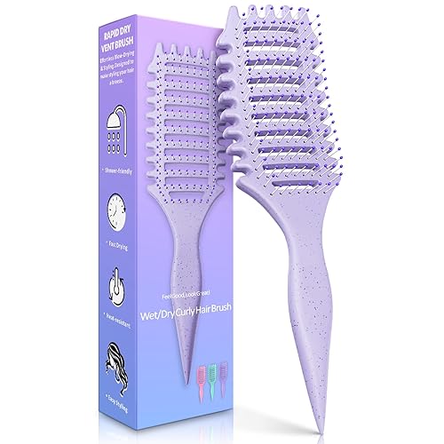 Cepillo de pelo rizado para mujeres y hombres, cepillo 4 en 1 para definir y desenredar rizos - Cepillos antiencrespamiento antiestáticos con forma