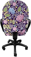 Vista 2 de Ambesonne Funda para silla de oficina floral, flores y hojas temáticas naturales con bayas amarillas, arte botánico protector, funda protectora