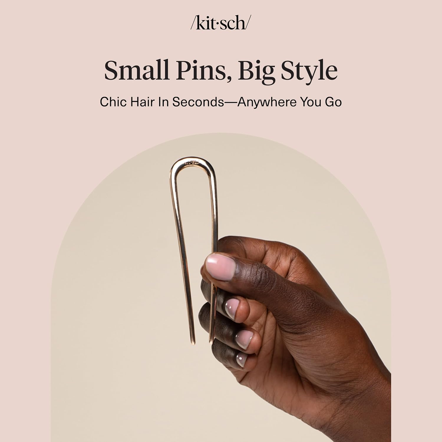 Kitsch Mini Metal French Hair Pin & Hair Clips for Women - Strong Hold Gold Hair Accessories for Half Updos, Buns, French Twist | Durable and Elegant Hair Barrette for Everyday Styling - Set of 3