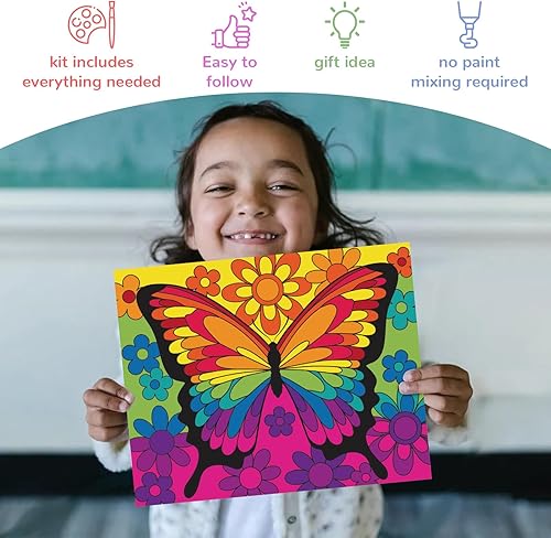 Miniatura 4 de goldentime Paquete de 3 pinturas por números para niños, pintura en lienzo predibujada, incluye lienzo enmarcado de 8 x 10 pulgadas con 18 pinturas