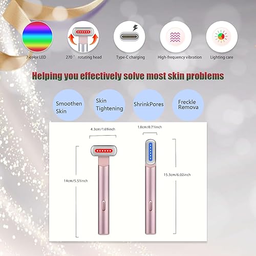 Miniatura 5 de Terapia de luz roja para cara, 7 en 1 terapia de luz LED, equipo de ojos para el cuidado de la piel en casa terapia de luz roja, masajeador facial