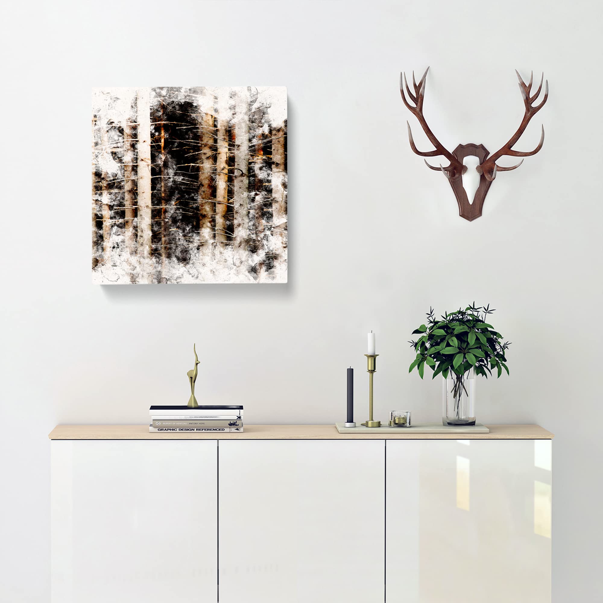 Bare Trees Watercolour Canvas Print, Mixed, 35L x 35W cm - Image 2