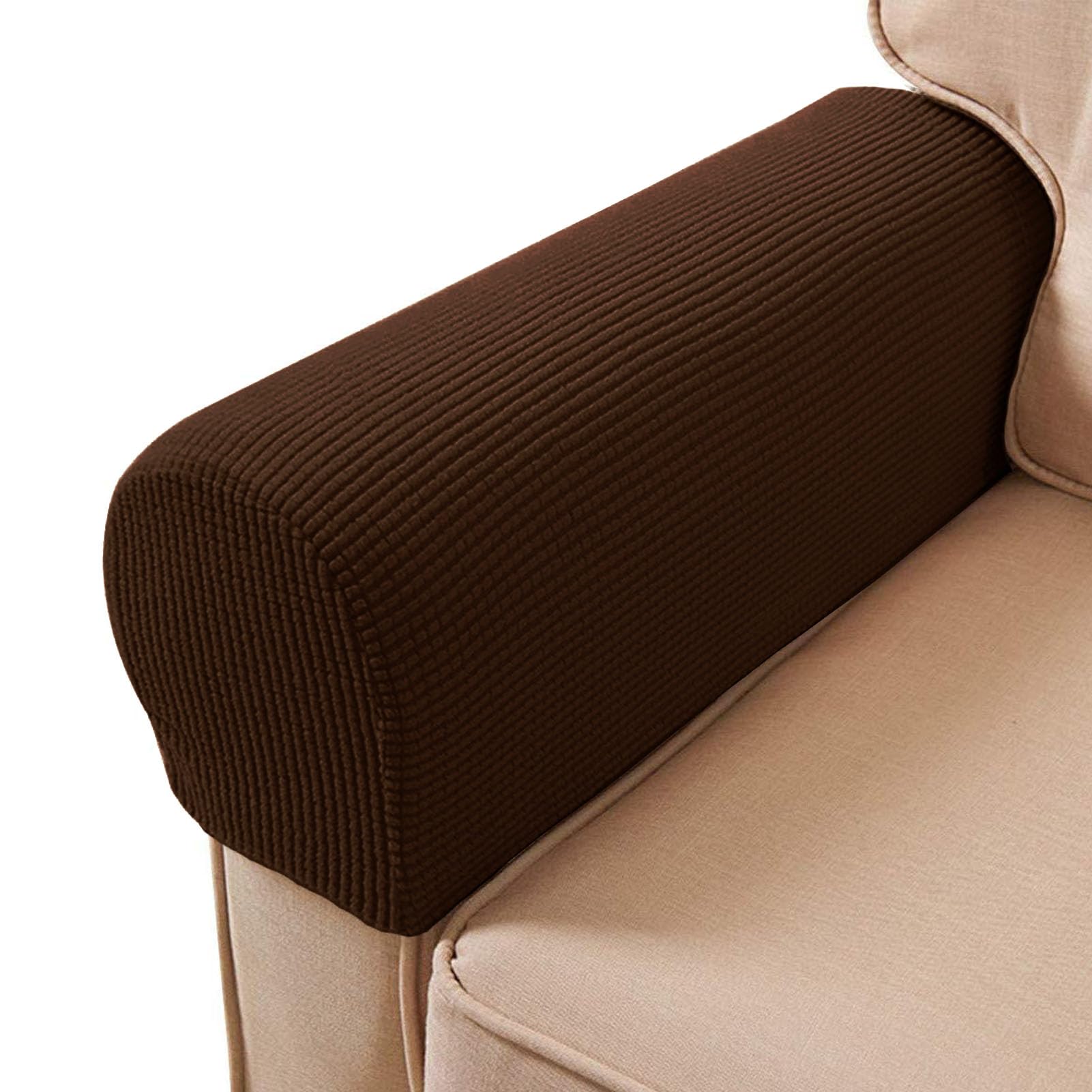 ESRISE Armrest Chair Covers, Stretch Armchair Couch Arm Rest Cover Anti-Slip Spandex Polyester Sofa Chair Arm Caps Slipcovers for Furniture Protector, Set of 2 (Dark Coffee) — image 1