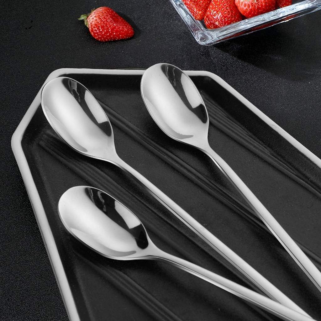Dinner Spoon Set Stainless Steel Long Handle Stirring Rod Coffee Juice Milk Beverage Honey Stirring Spoon Seasoning Spoon Dessert Spoon Dinner Spoon/Soup Ladles (Color : B S