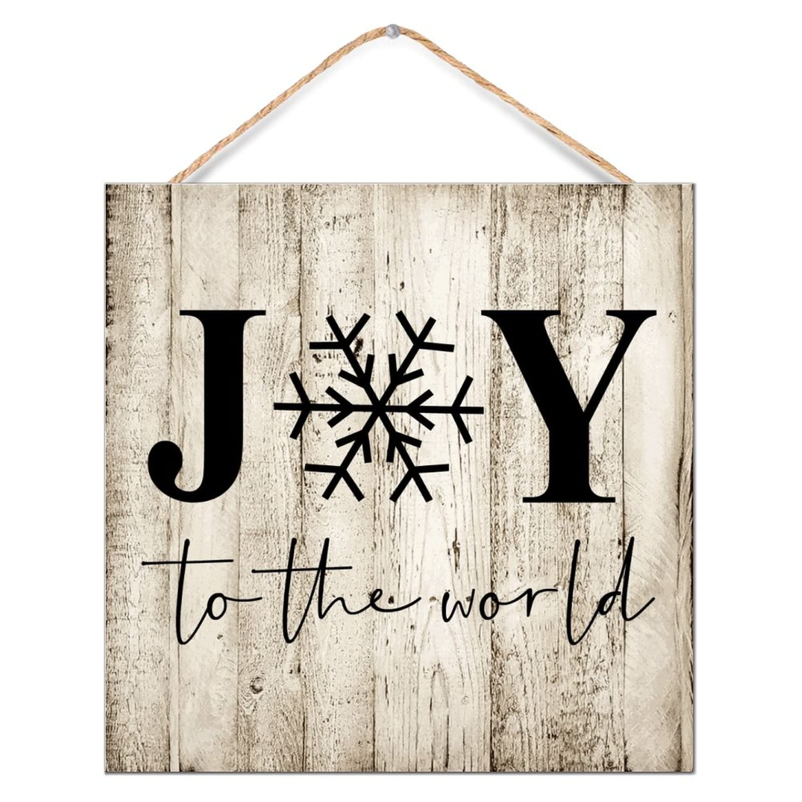 Panneau en bois antique Joy to the World pour déco salon et cabine chaleureuse 30cm