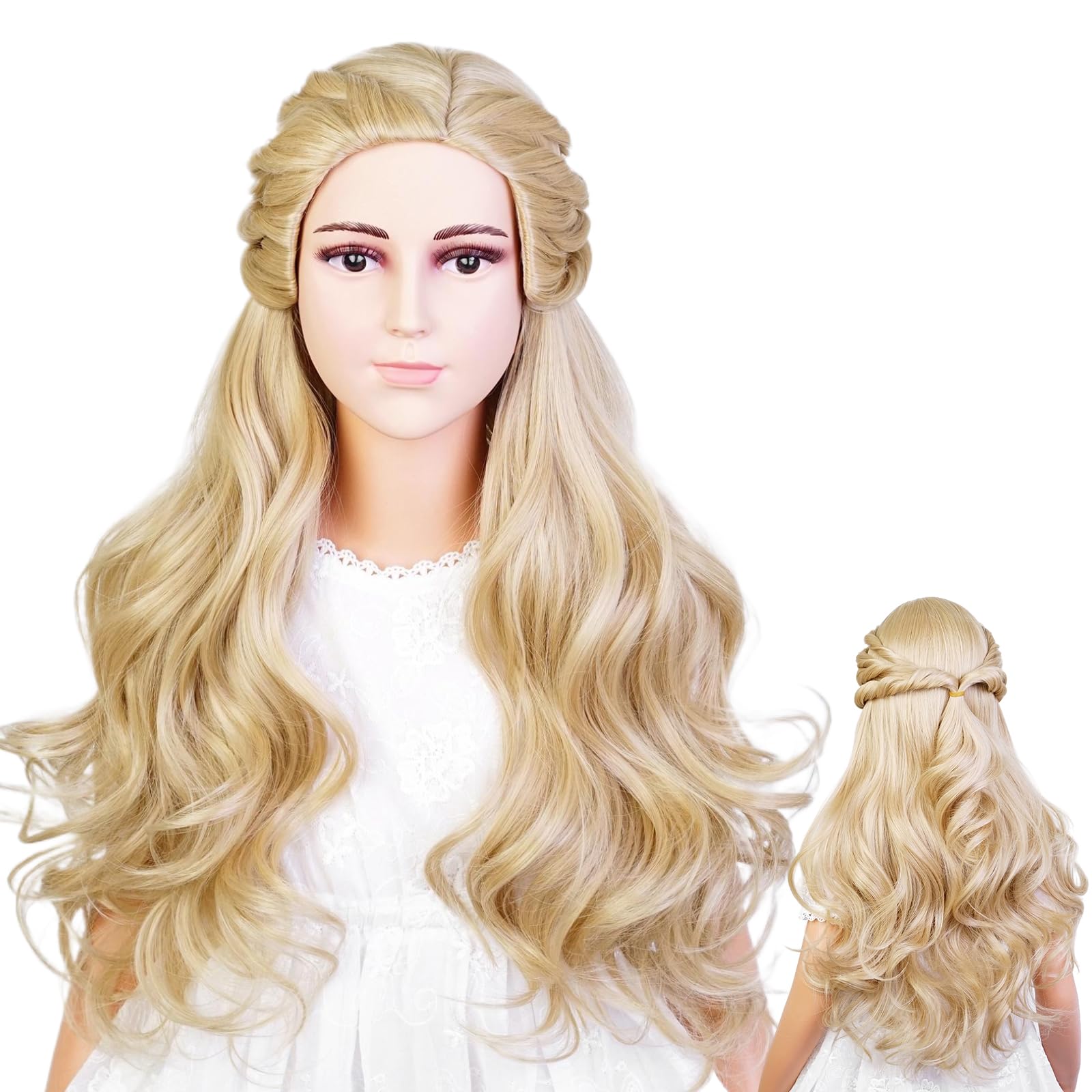 LABEAUTÉ Blonde Anime Cosplay Wig Heat Resistant Synthetic Fiber for Halloween for Cosplay for Christmas (Blonde-for Kid, Long)