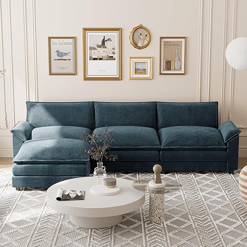 Miniatura 3 de Shahoo Sectional Modular Sofa L Shaped Chenille Fabric Couch with High Supportive & Soft Sponges and Removable Ottoman, Sleeper Comfy Upholstered