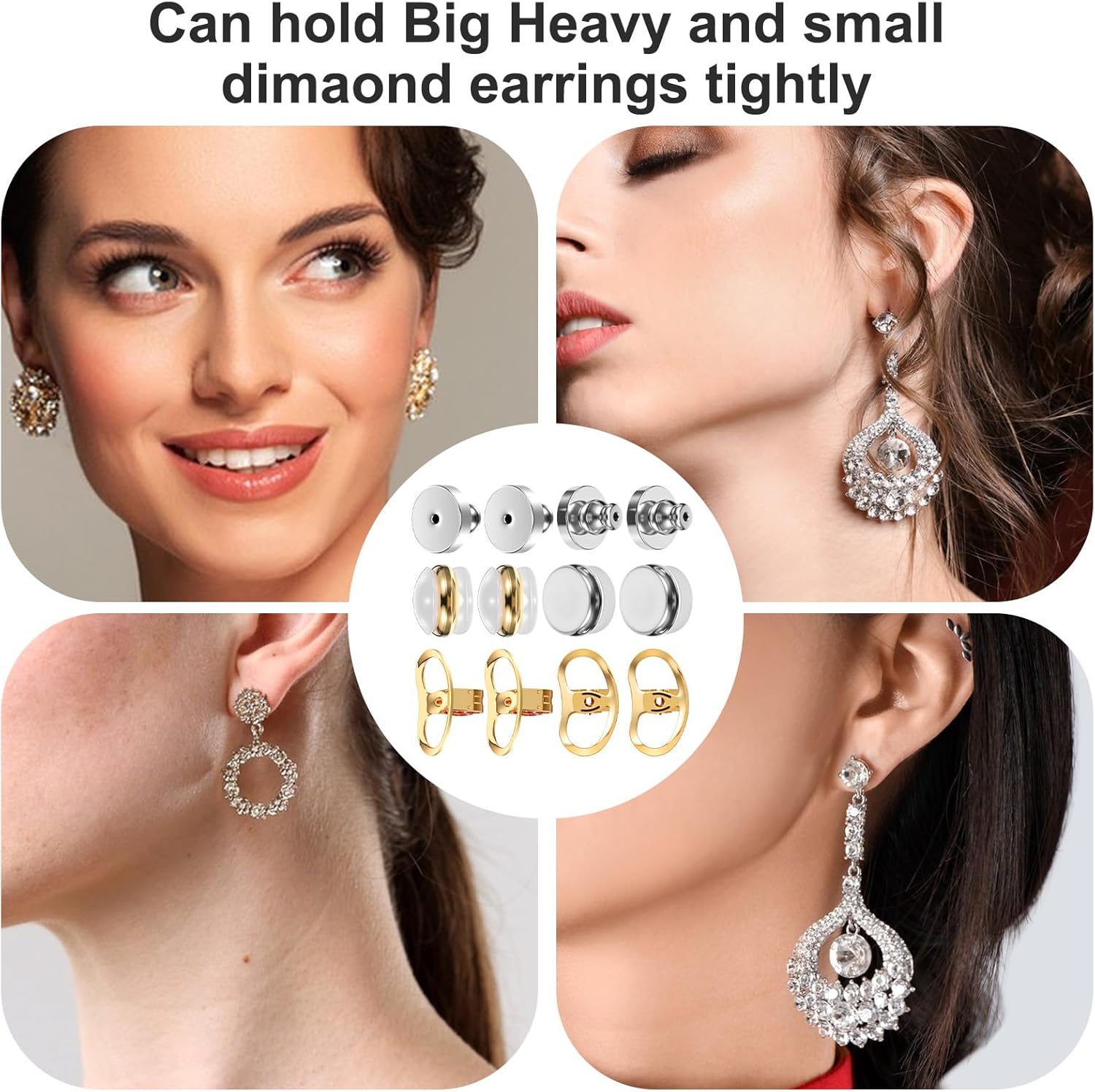 Sibba 12Pcs Earring Backs for Droopy Ears, Earring Lifters Backs Secure Locking Earrings Clutches for Studs, Heavy Earrings, Hypoallergenics Supports - Image 6