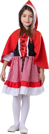 Dress Up America Little Red Riding Hood Costume for Girls - Red Hooded Cape and Dress Costume for Kids - Story Book Dress Up