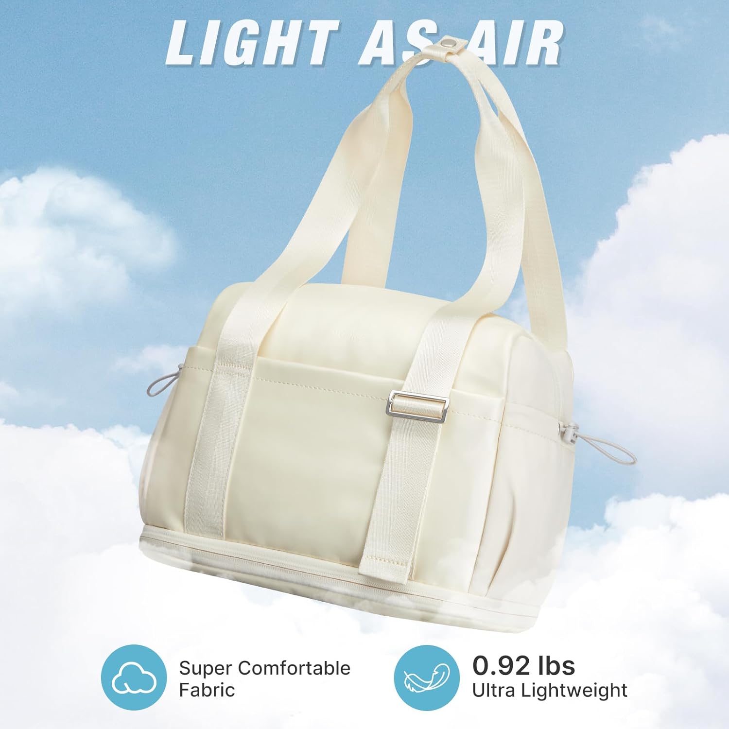 G4Free 10L Small Gym Bag, Lightweight Mini Duffle Bag with Wet Pocket for Women Men, Small Cute Duffel Bag for Workout Travel, Beige