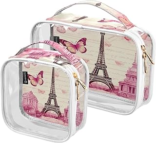 2Pcs Butterfly Eiffel Tower Cosmetic Bags,Cle...