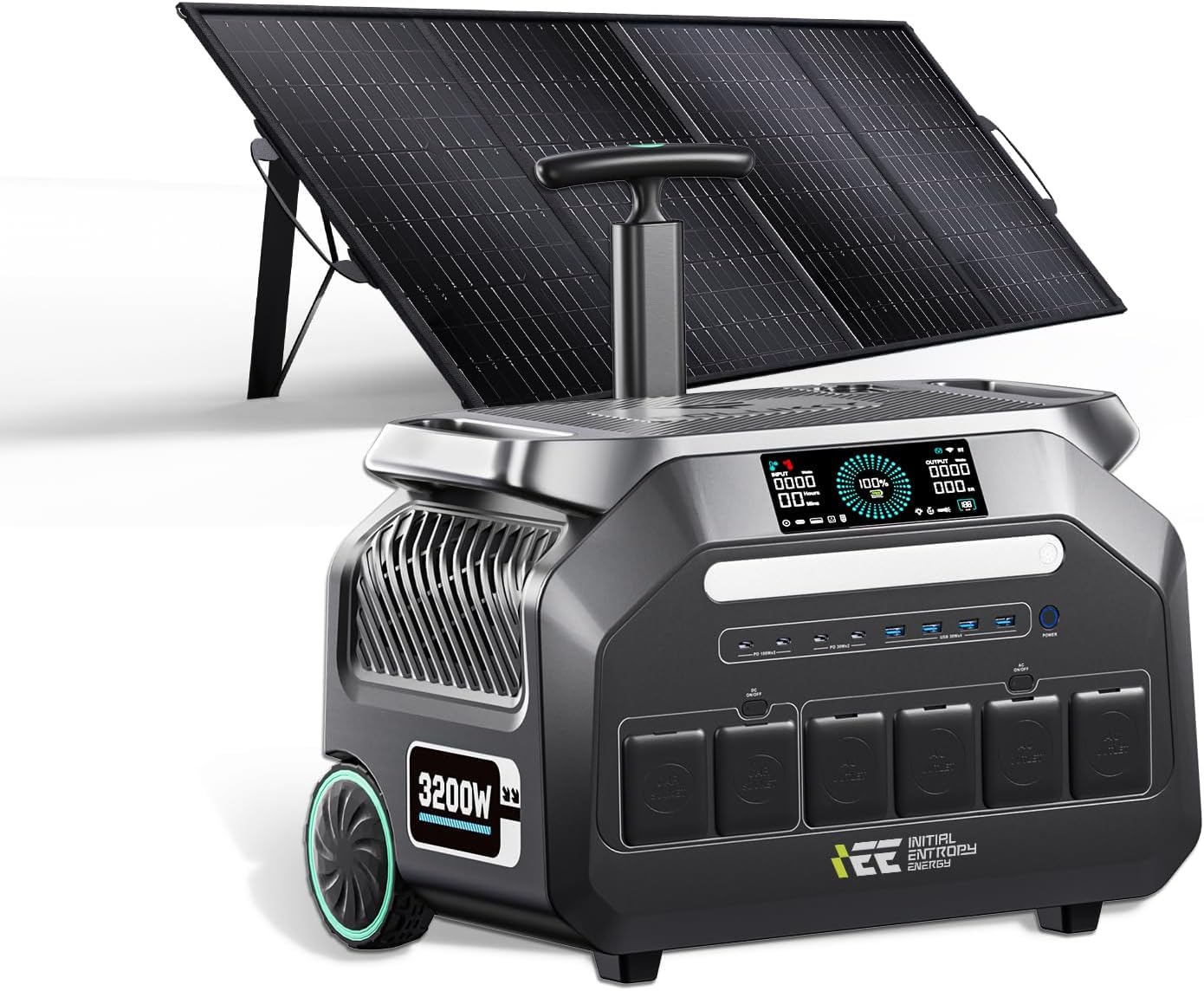 IEE P3200 Portable Power Station 3200W with 200W Solar Panel 2048Wh Solar Generator 1800W AC Charging AC Outlets