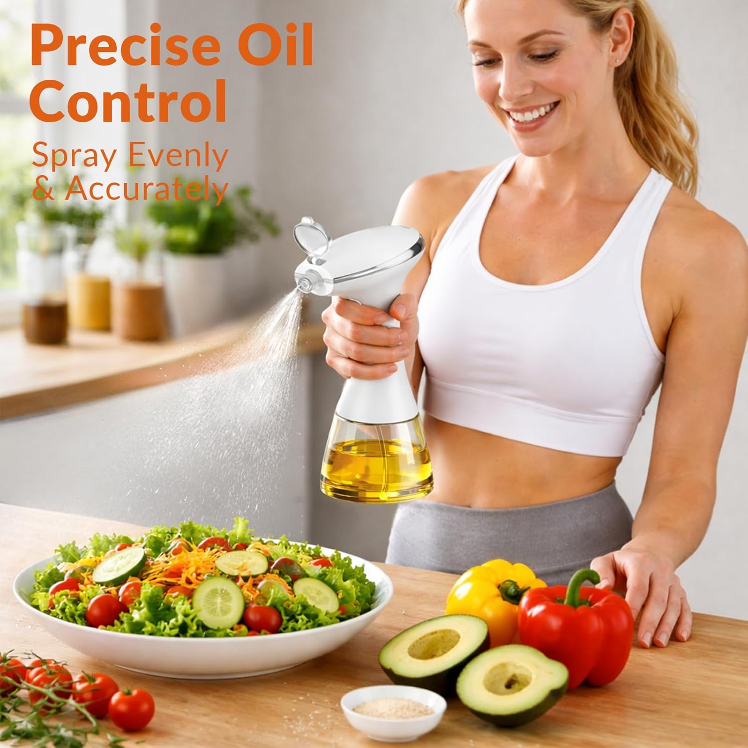 Electric Oil Sprayer for Cooking, USB Rechargeable Olive Oil Sprayer with One-Touch Mist, Leak-Proof, Dustproof Design, Perfect for Healthy Cooking, Olive Oil Dispenser for Precise Control
