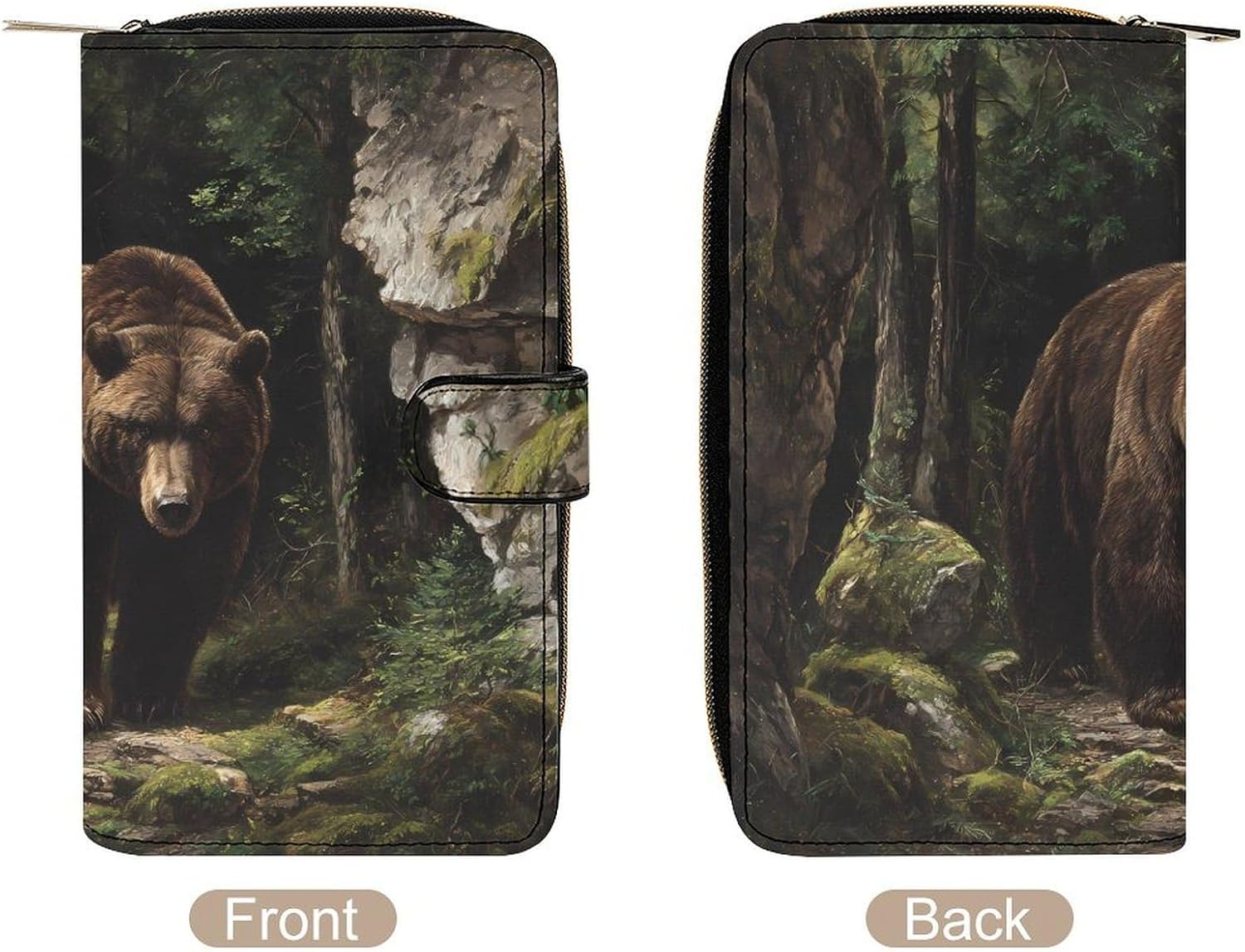 Bear Walking Out of Forests Womens Wallet for Men Slim Purse Clutch Handbag with Card Holder