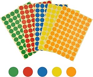 1890 Gommettes Rondes Autocollantes – 19 Mm – Multicolores (27 Feuilles) – Pour Codage, Bureau, école, DIY
