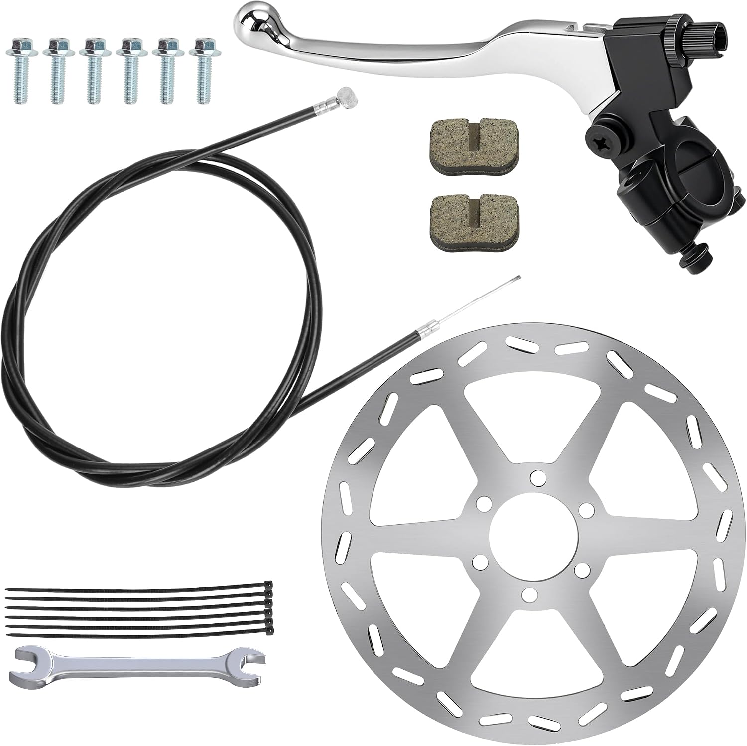 YOXUFA Mini Bike Brake Kit with 180mm Rear Disc Brake Rotor Replacement for Coleman Minibike CT100U CC100X Baja Doodlebug DB30 Motovox MBX10 MBX11 Monster Moto 80cc 105cc 79cc Parts 61" Brake Cable