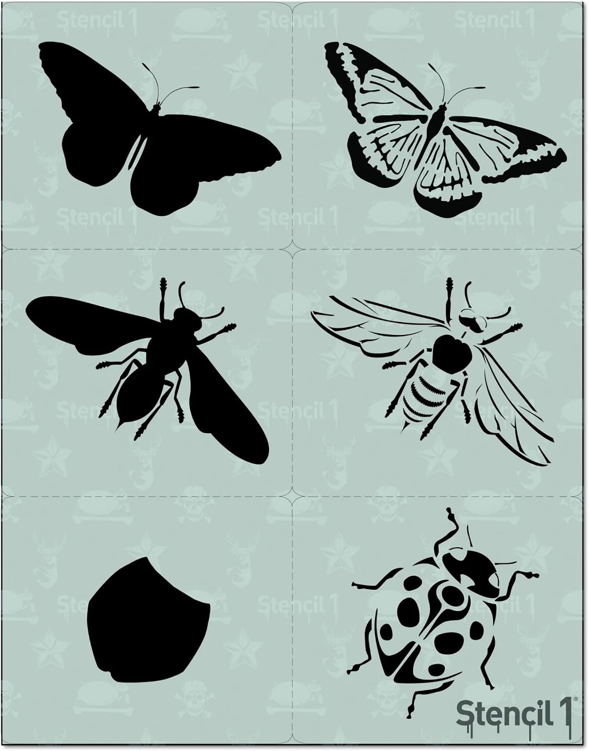 Bugs Stencils 3-Pack, Two Layer Stencil - Reusable Stencils for Painting - Create Crafts Decor on Walls Fabric & Furniture Recyclable Art Craft - 8.5" x 11"