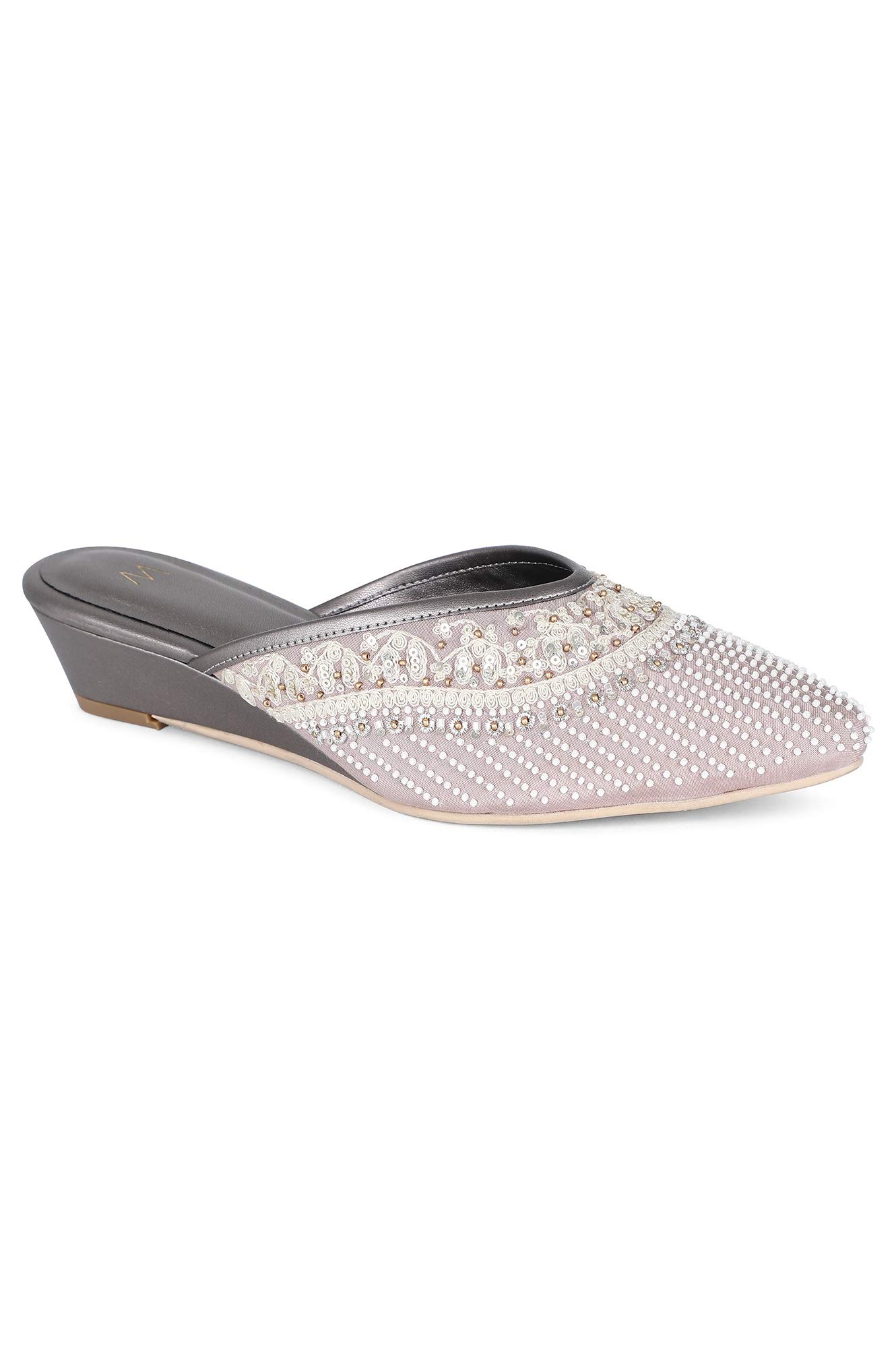 W for Woman Womens W Pointed Toe Embroidered Wedge Grey Mules (20AUW9FW00006-05018A) (B09MJ7RLGX) Amazon Price History, Amazon Price Tracker