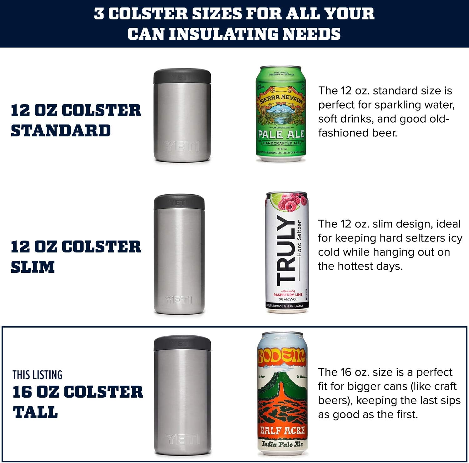 YETI Rambler 16 oz. Colster Tall Can Insulator for Tallboys & 16 oz. Cans, Aquifer Blue