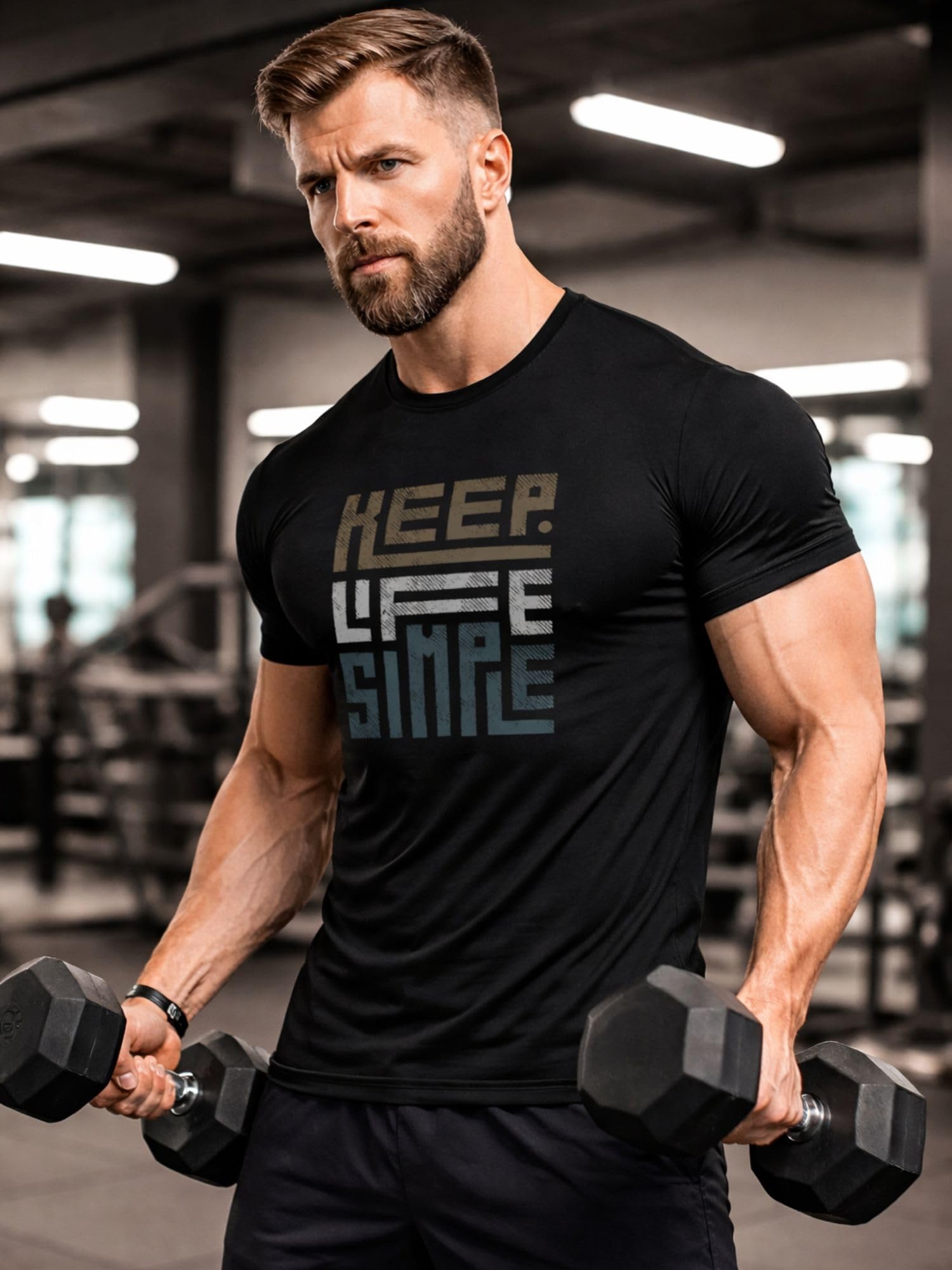 3Colours RGB Polyester T-Shirt - High-Performance, Quick-Dry Sportswear-Keep Life Simple (in, Alpha, L, Regular, Black) 3
