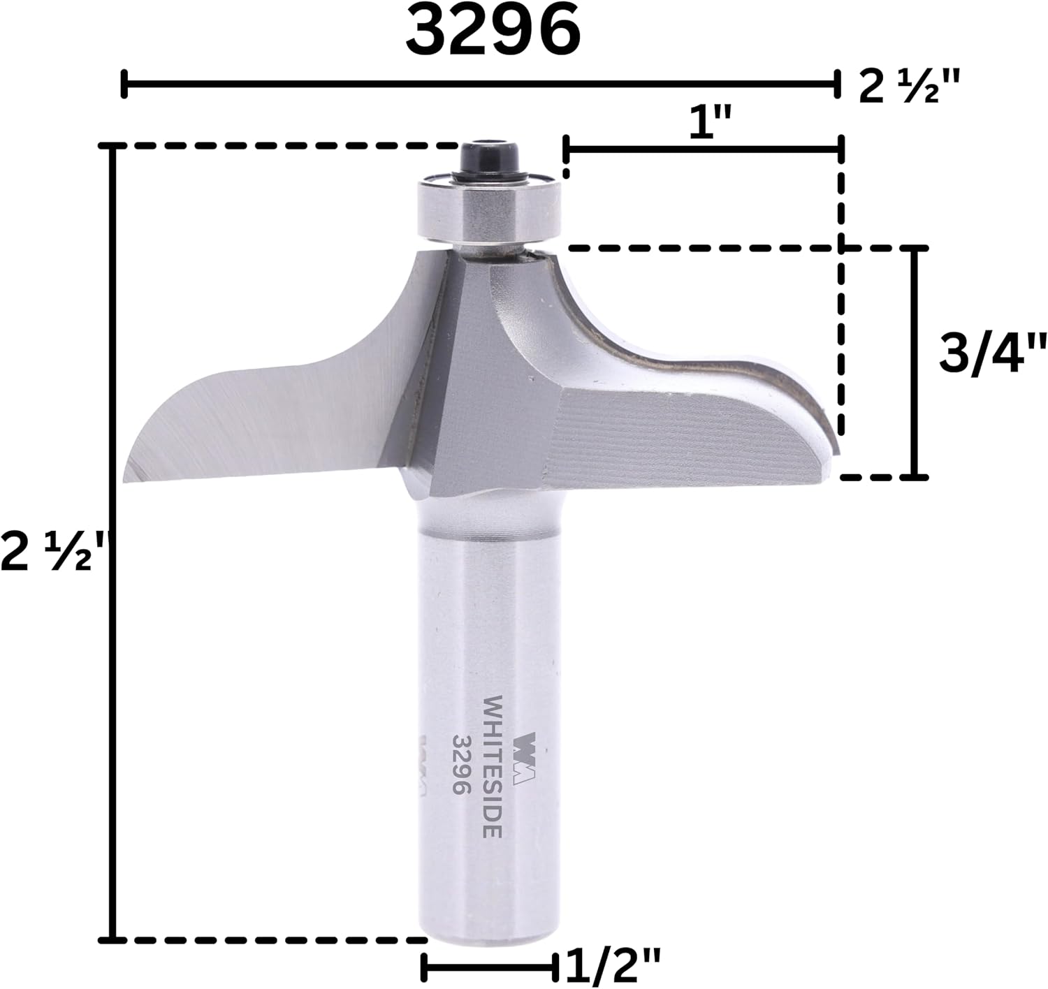 Whiteside Router Bits 3296 Traditional Table Edge Bit with 2-1/2-Inch Large Diameter and 3/4-Inch Cutting Length