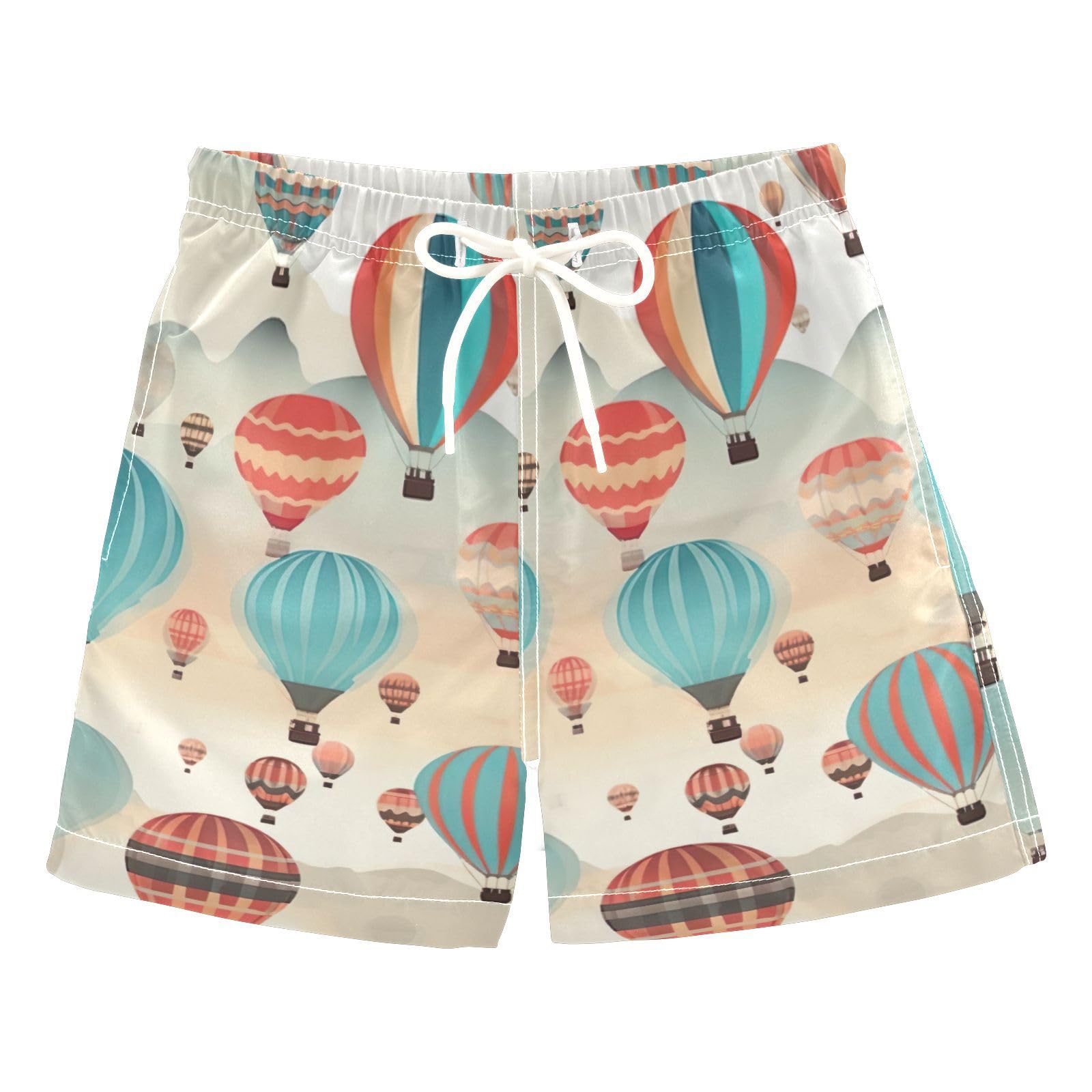 FLildon Colorful Hot Air Balloons Little Boys Swim Trunks with Mesh Lining Quick Dry Beach Board Shorts, 3T